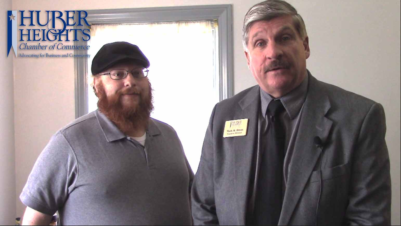 Huber Heights Chamber of Commerce Executive Director Mark Bruns and Emunah Graphic President Michael Cohen